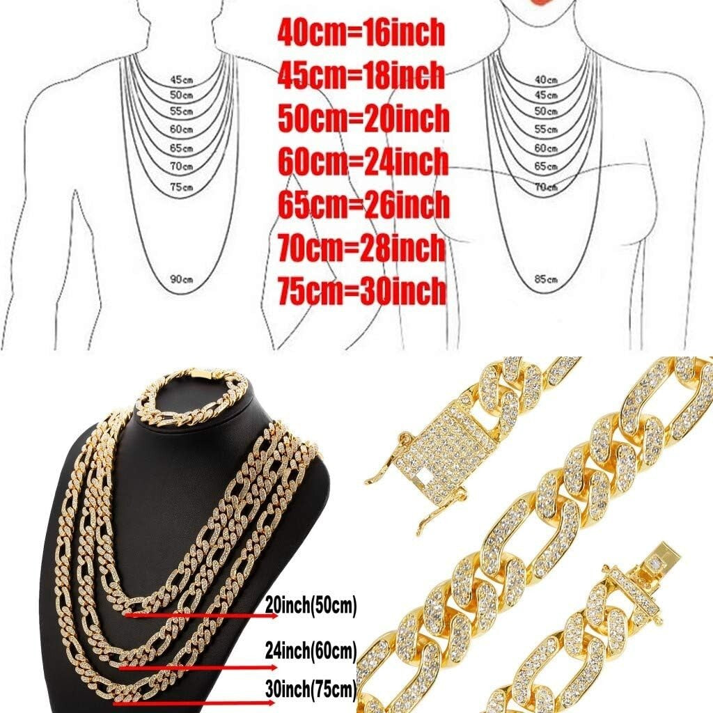 Luxury 18K Gold Plated Miami Cuban Link Chain Set for Men - Iced Out Fashion