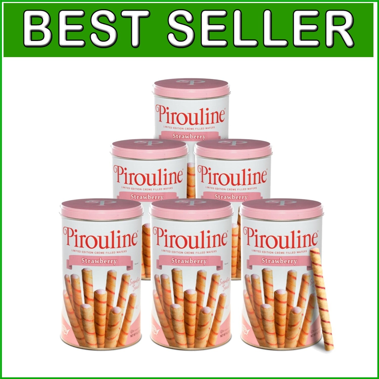 Delicious Strawberry Crème Filled Rolled Wafers - 14.1oz Reusable Snack Tin