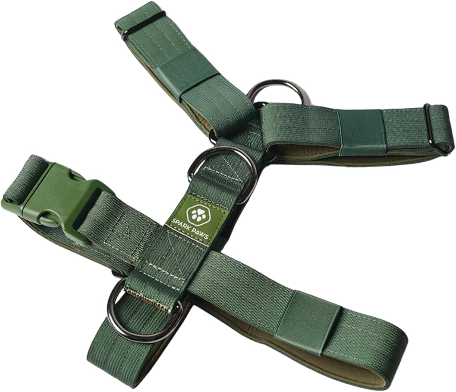 Solid Green Large Dog No-Pull Harness - Nylon Halter for Easy Control - Size S