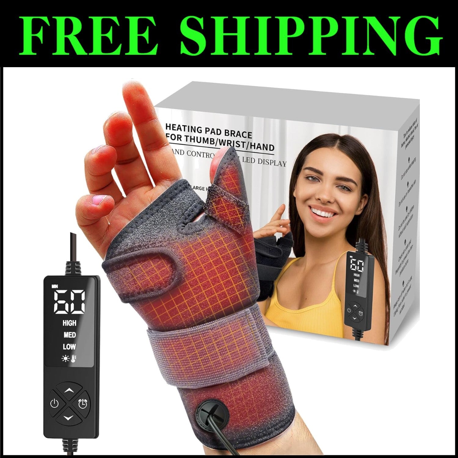 Dual-Sided Heating Pad for Thumb & Wrist - Adjustable Fit for Enhanced Recovery