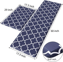 Load image into Gallery viewer, Waterproof Non-Skid Blue Kitchen Mat Set [2 Pcs] for Enhanced Standing Comfort