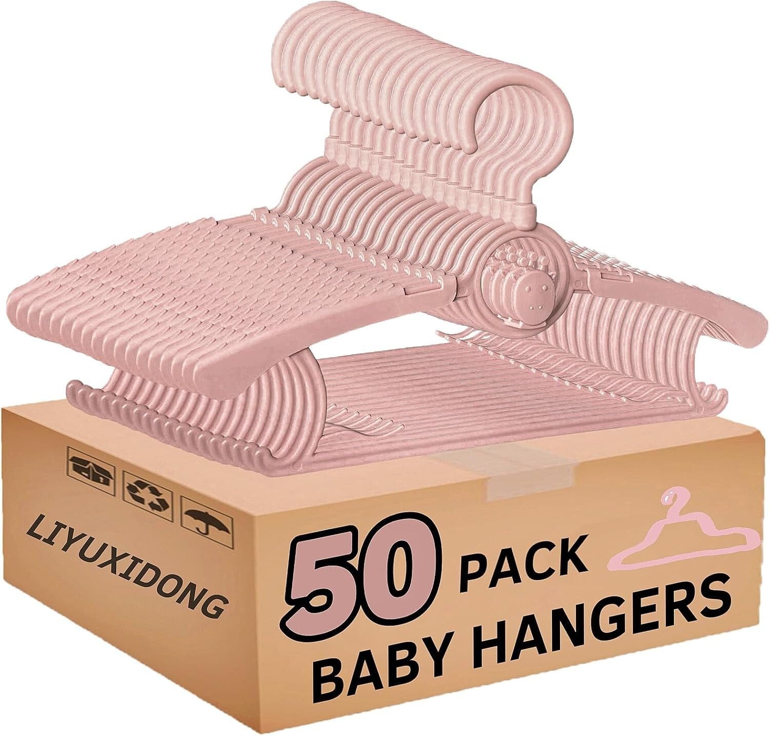 50 Adjustable Toddler Hangers with 360° Hook - Non-Slip Baby Clothes Solution