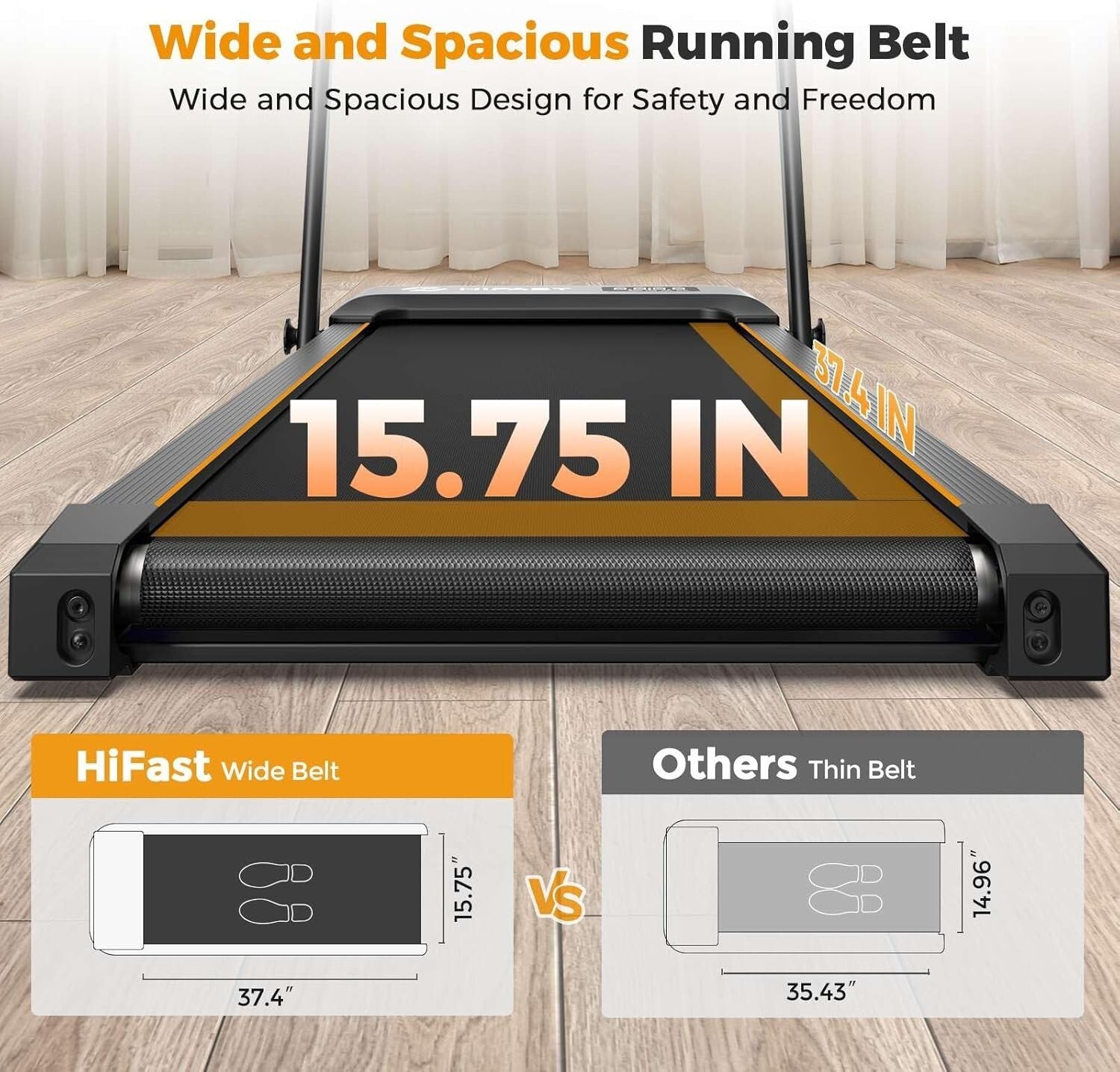 Foldable Under Desk Treadmill with Bluetooth & 3-Way Control - Silent Operation