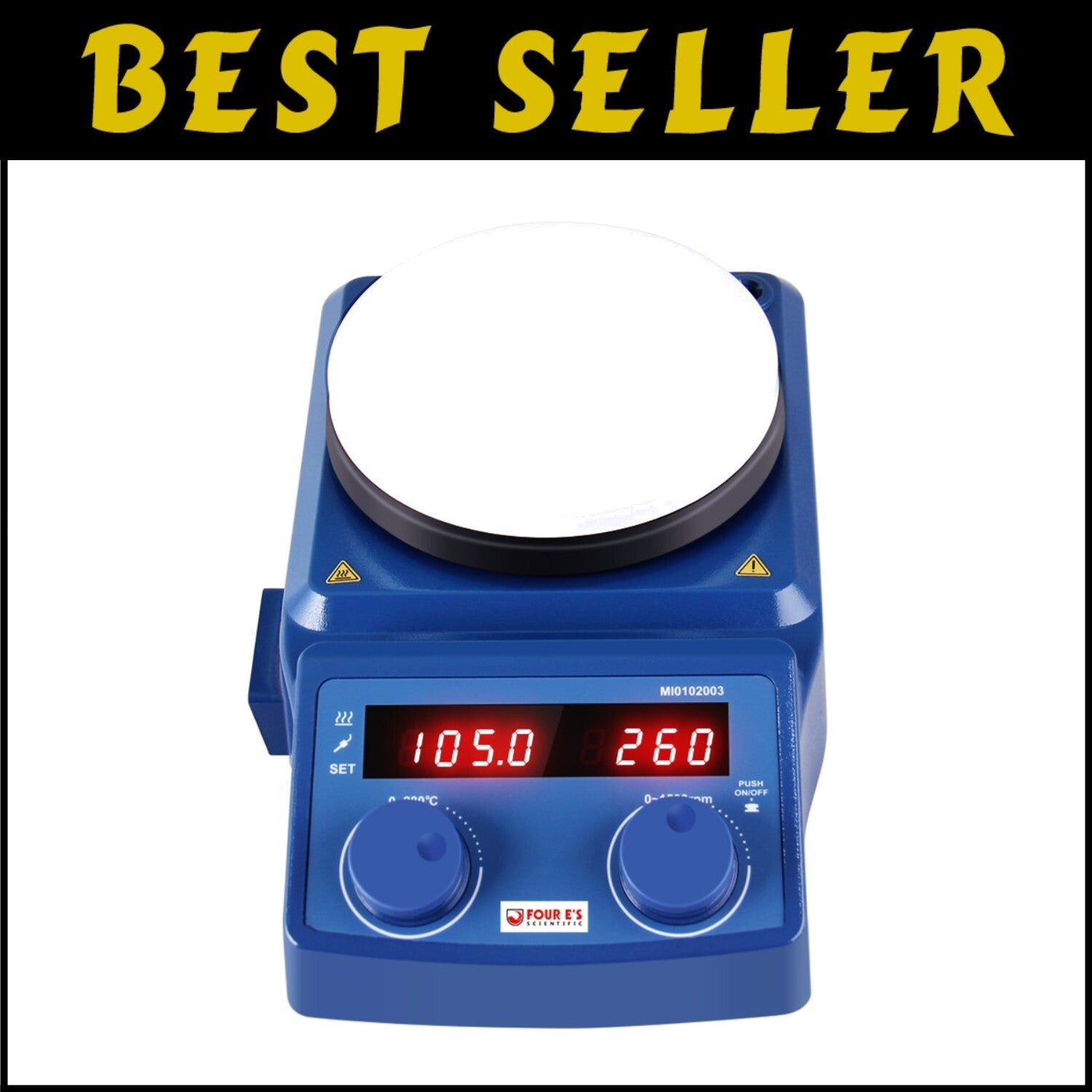 Laboratory Hot Plate with 5L Capacity - Adjustable 100-1500RPM Stirring Speed