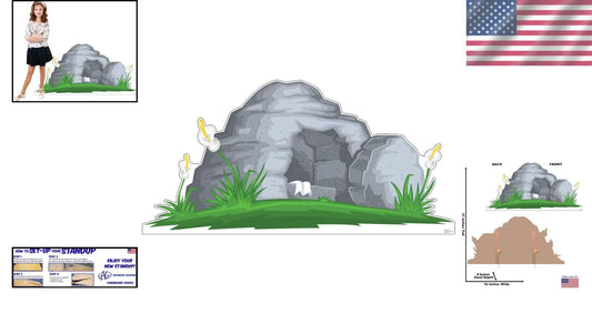 Portable Life-Size Easter Tomb Decor - Fun Cardboard Standee for Events