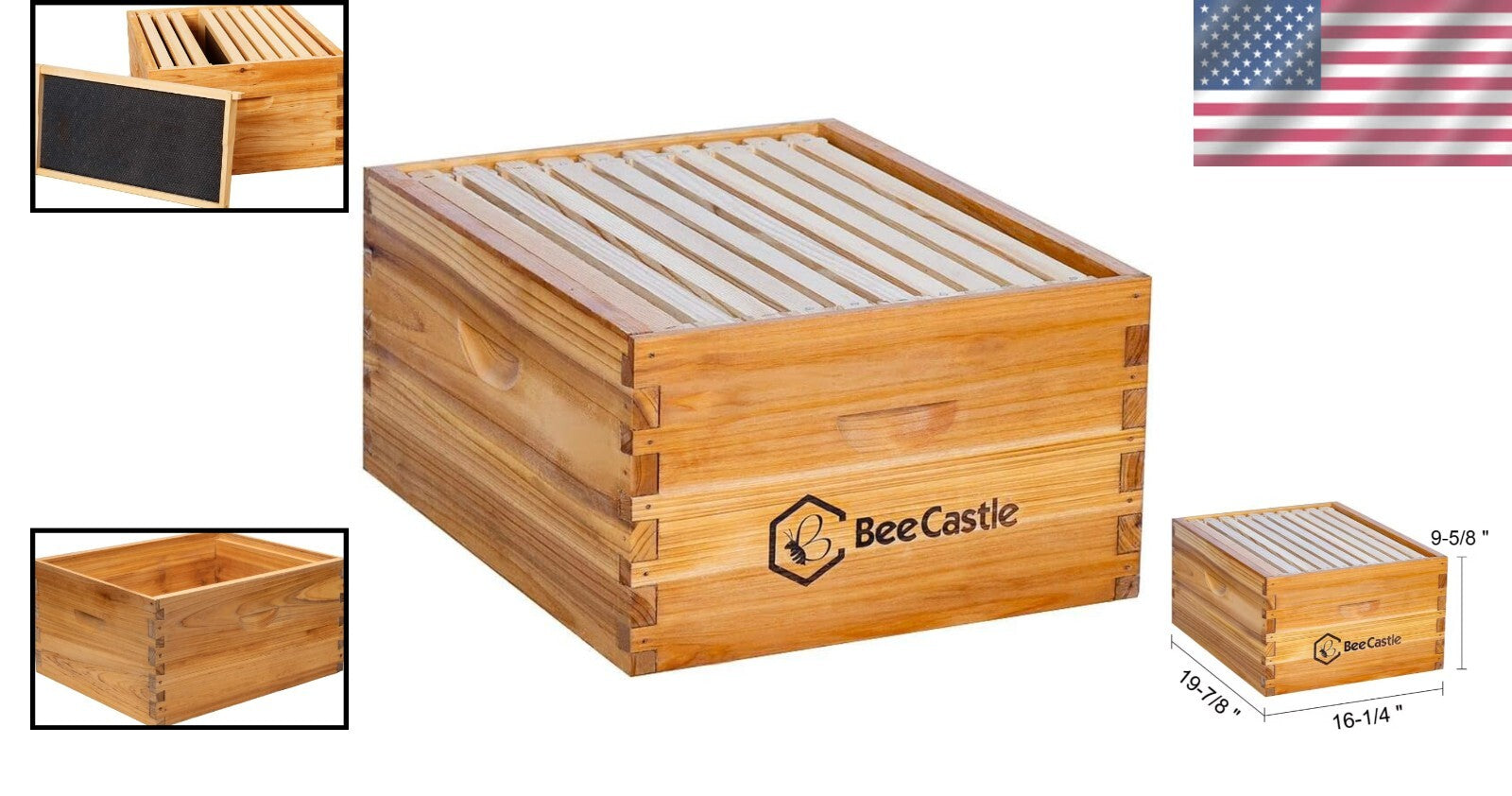 High-Quality Fir Wood Langstroth Deep Box with 10 Frames & Honey Bee Foundations