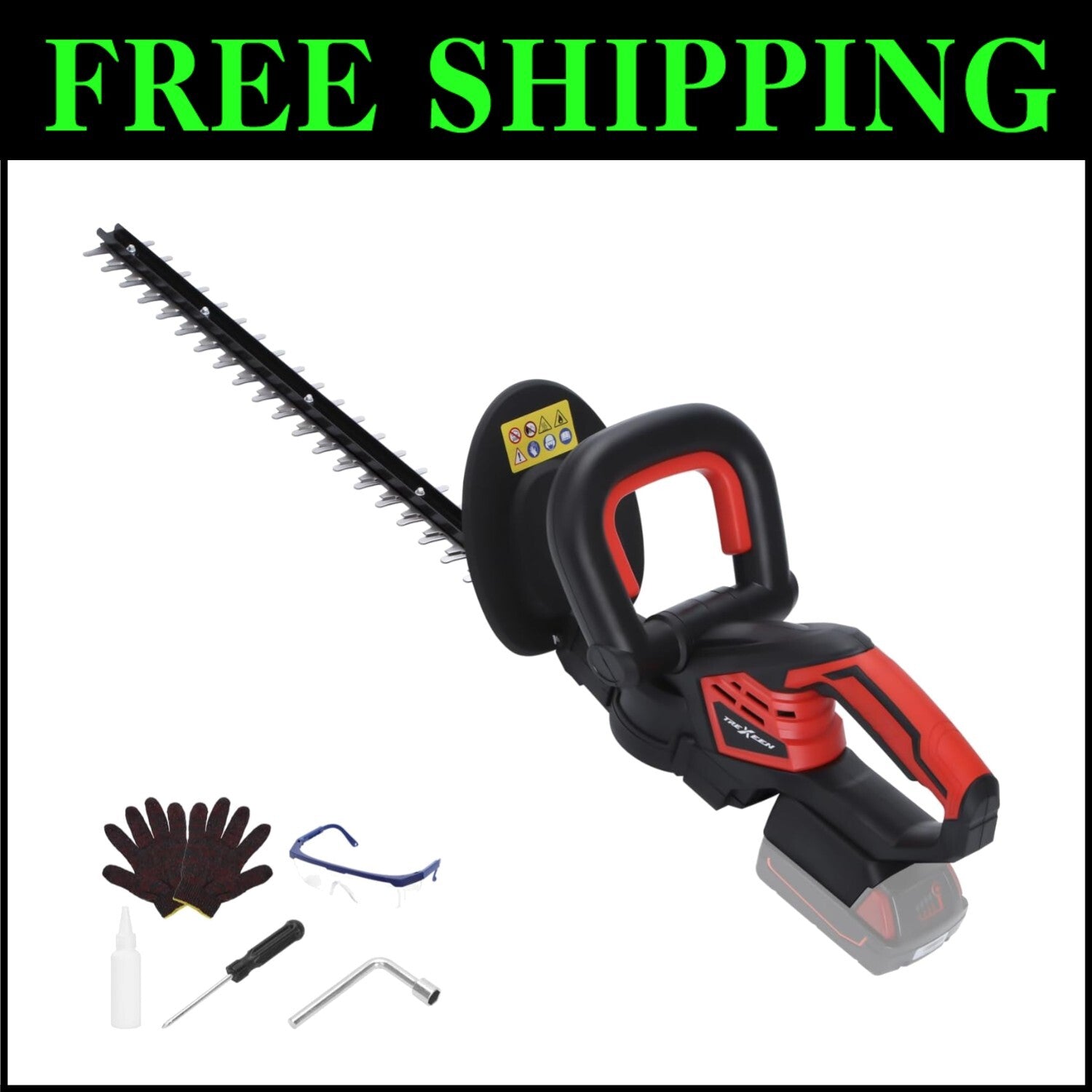 Efficient Battery-Powered Hedge Trimmer with Safety Lock & 3/5 Cutting Capacity