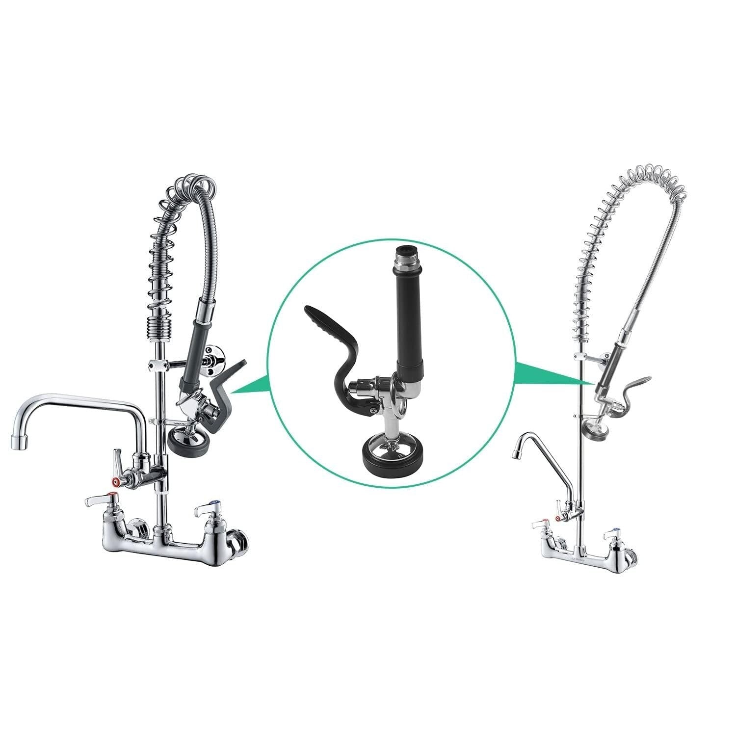 Commercial Kitchen Pre-Rinse Spray Valve with Black Polished Finish - Wall Mount