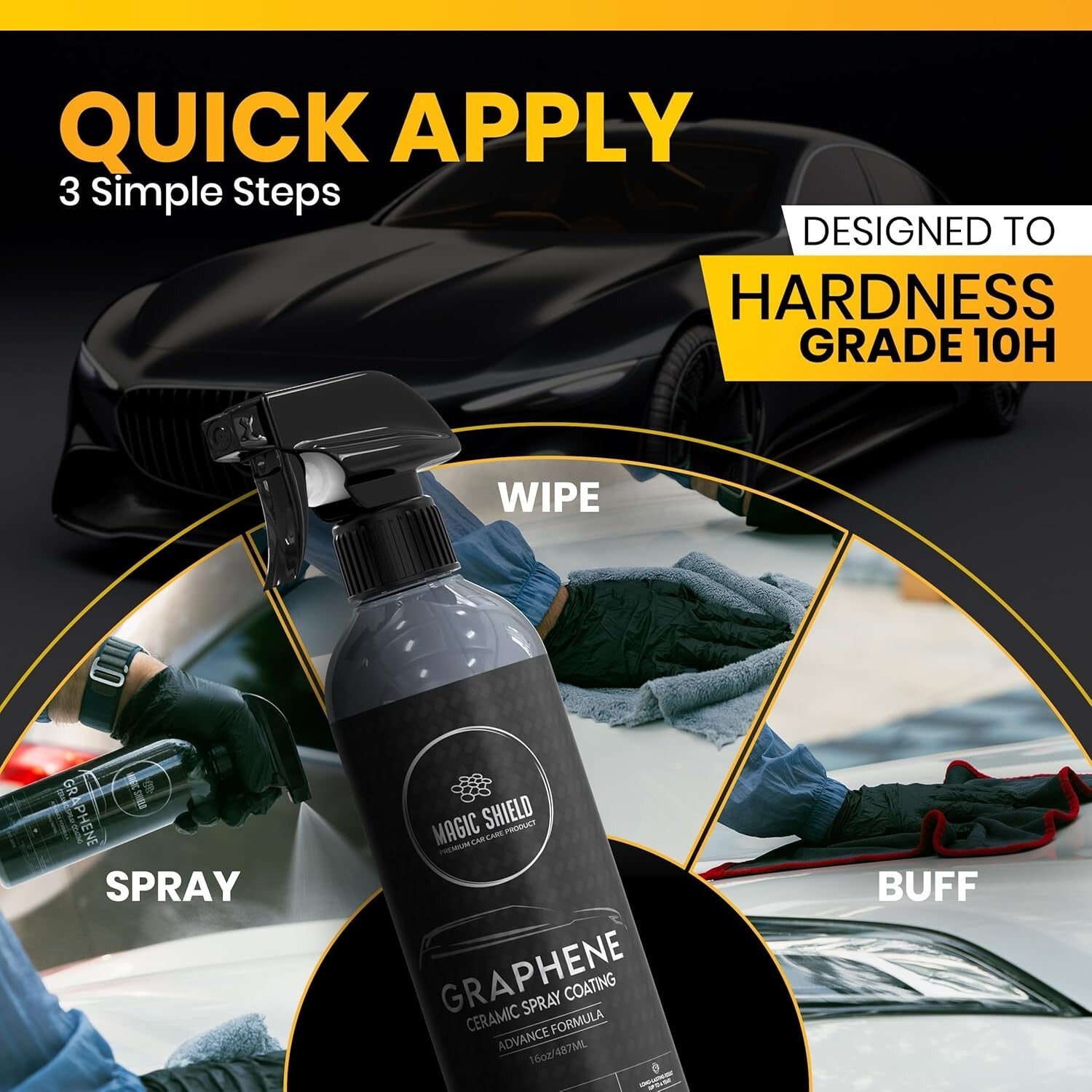 16oz Long-Lasting Graphene Spray for Waterless Wash & Ultimate Paint Protection