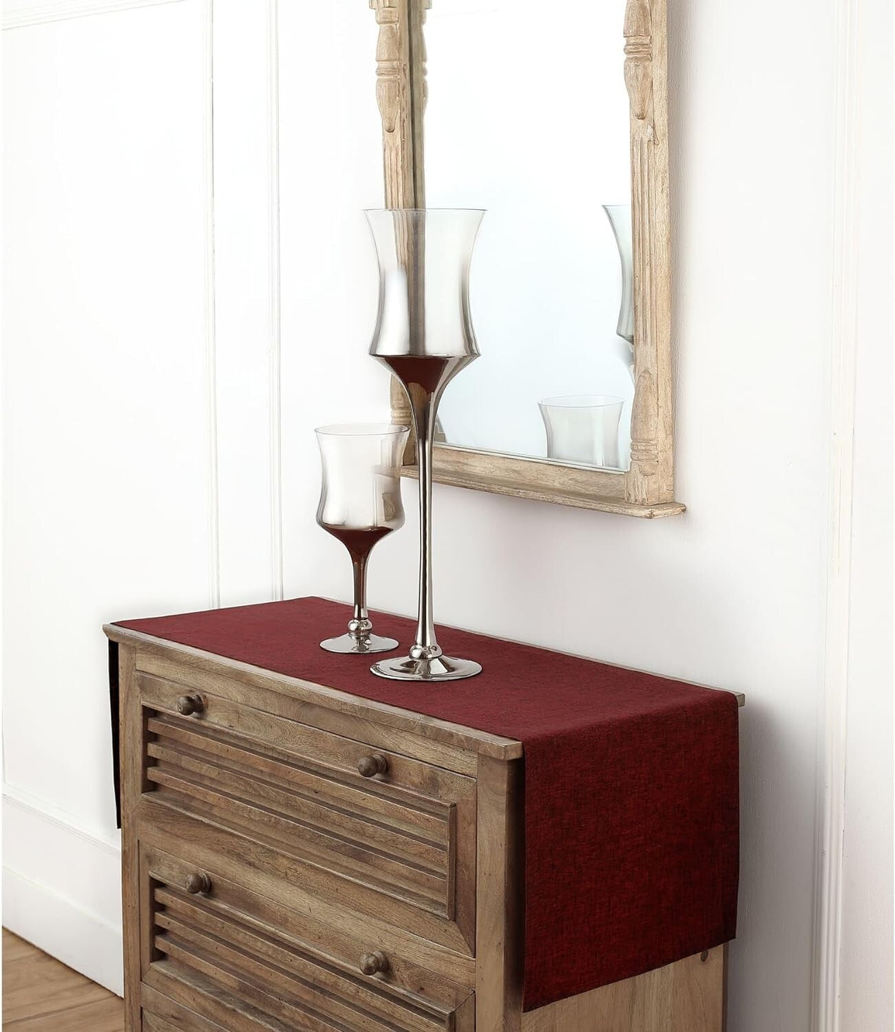 Sophisticated Solid Red Garnet Linen Table Runner - Perfect for Celebrations