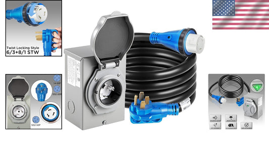 ETL Listed 50 Amp Power Inlet Box & 20FT Generator Cord - Heavy-Duty Performance