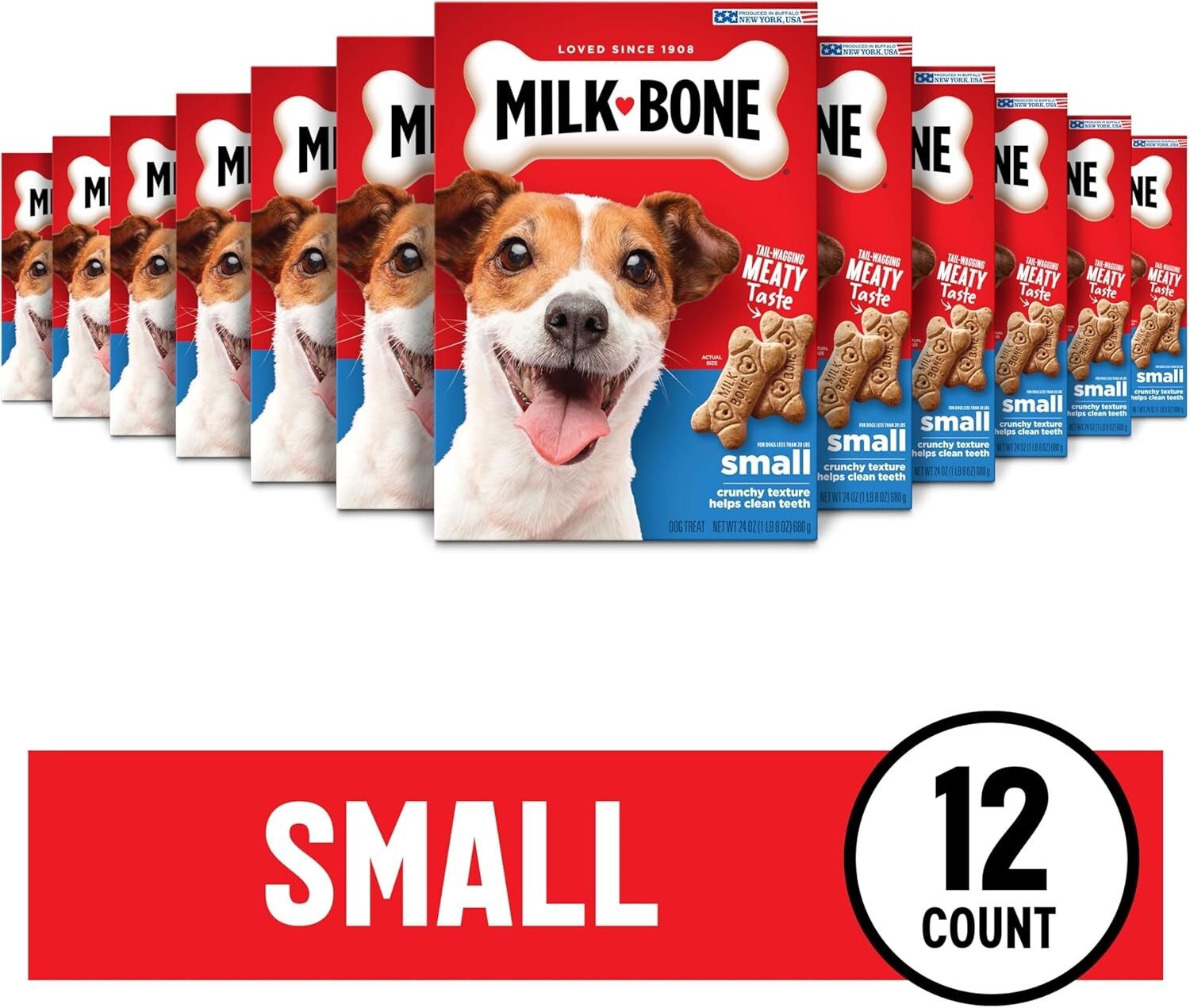 Dental Health Crunchy Treats for Small Dogs - 24 Oz Pack of 12 Biscuits