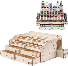 Load image into Gallery viewer, Lightweight Wooden Paint Storage Organizer with 4 Drawers and 32 Bottle Slots