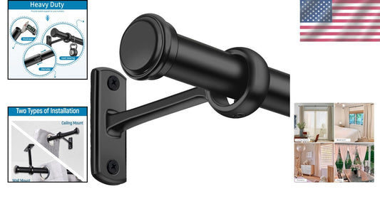 Adjustable 1-Inch Blackout Curtain Rods for Indoor and Outdoor Windows, 48-86"