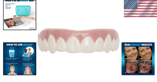 Custom Fit Cosmetic Teeth Uppers - Bleached White - Perfect for Quick Smile Fix