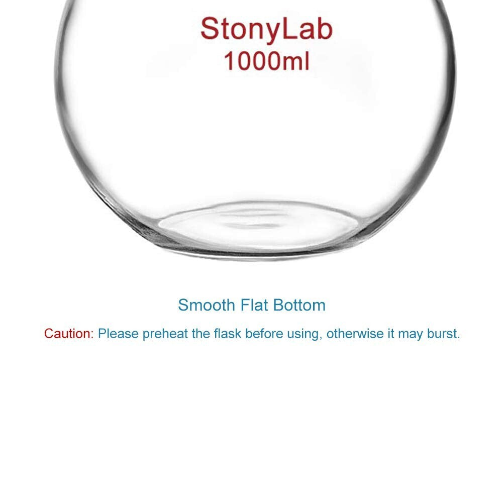 Premium 1000ml Flat Bottom Boiling Flask with Single Neck - Lab Essential