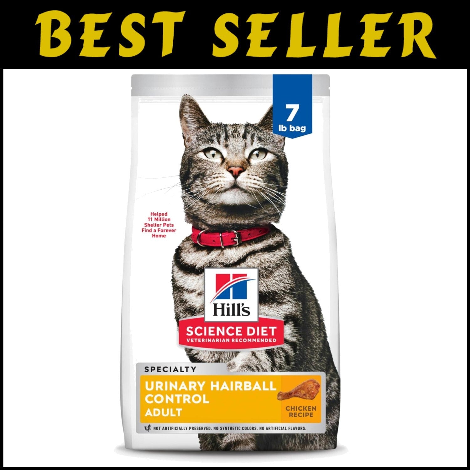 Adult Cat Food for Urinary Track Health & Hairball Control - 7 lb Chicken Blend