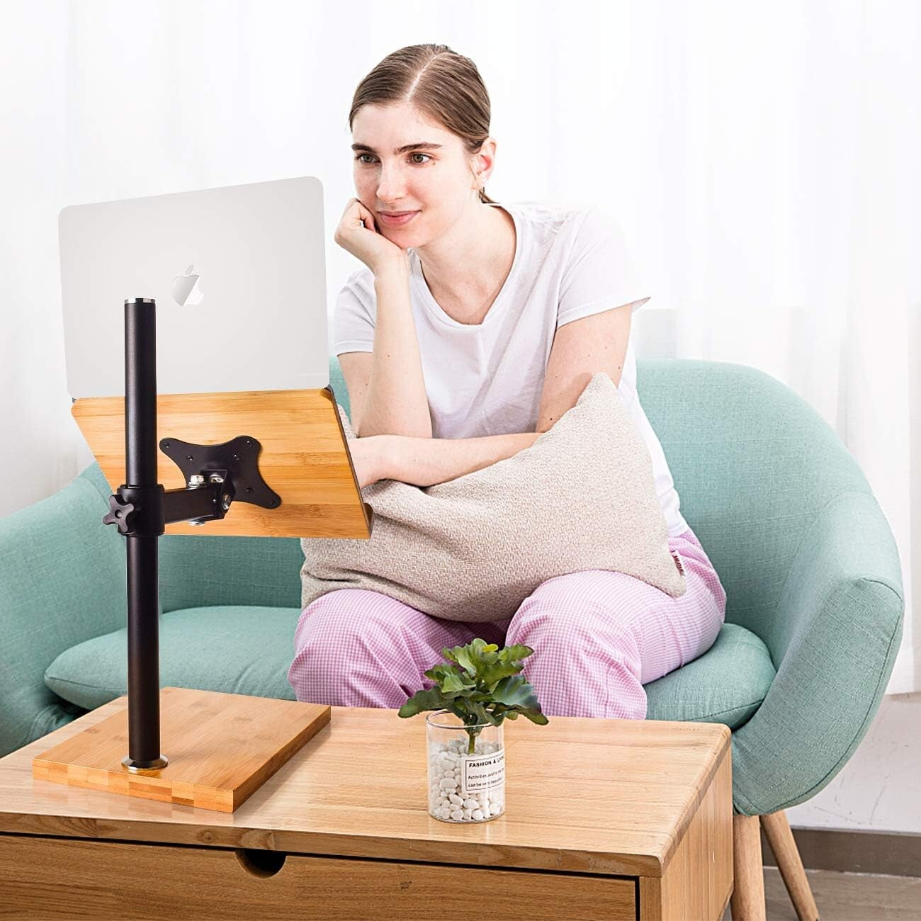 Height & Angle Adjustable Bamboo Book Holder with Page Clips - 11 x 8 Inches