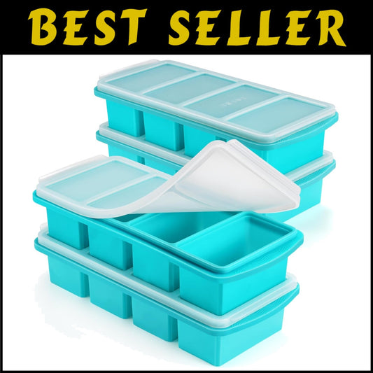Premium Silicone Ice Cube Tray with Screw Top Lid – 4-Pack for Easy Freezing