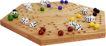 Load image into Gallery viewer, Double-Sided Marbles Game with Dice &amp; Storage Bag - 4-6 Players - Oak Board