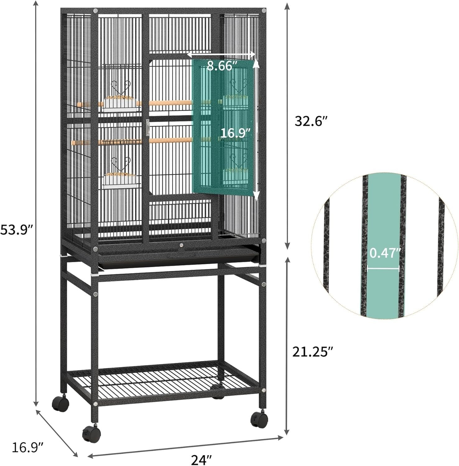 Spacious Bird Cage with Secure Lock, Seed Catcher & Storage - Ideal for Parrots