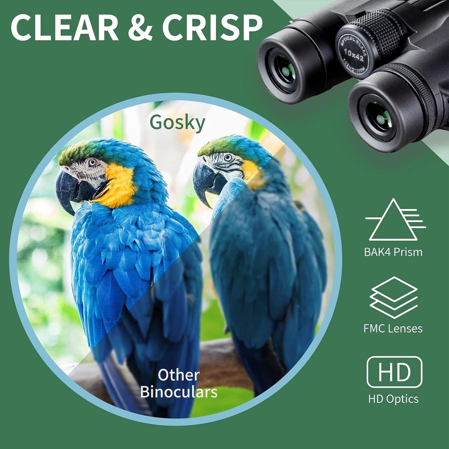 Durable 10x42 Binocular with Smart Phone Mount for Stunning Wildlife Observation
