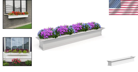 Durable 7ft Outdoor White Window Box with Double-Wall Design & Water Reservoir