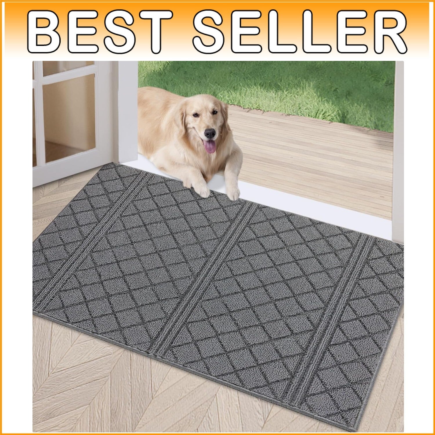 Stylish Indoor Doormat 36" x 59" with Absorbent Backing - Pet-Friendly Grey Rug