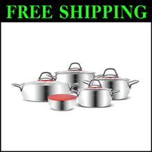 Load image into Gallery viewer, Durable 10-Piece Stainless Steel Cookware Set - Pot, Deep Pot, Casserole &amp; More