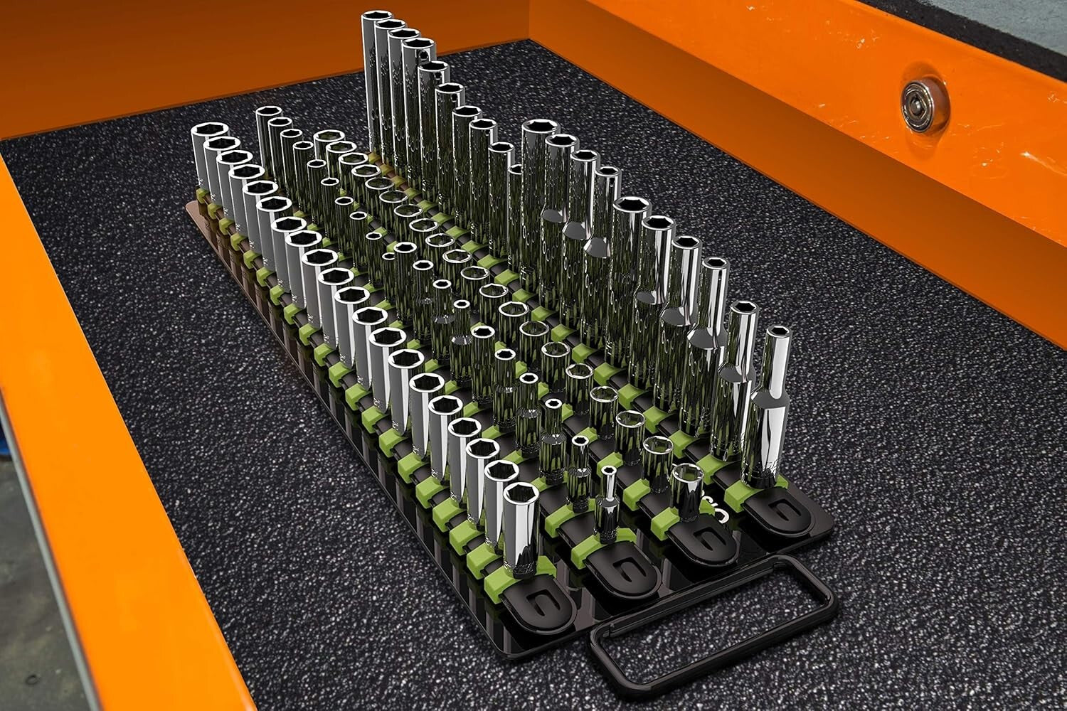 Space-Saving Socket Organizer Tray - 80 Socket Capacity with Spring-Loaded Clips