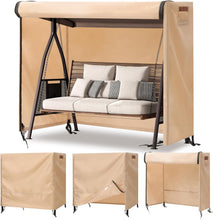 Load image into Gallery viewer, Elegant Beige Waterproof 3-Seat Swing Cover with UV Protection &amp; Storage Bag