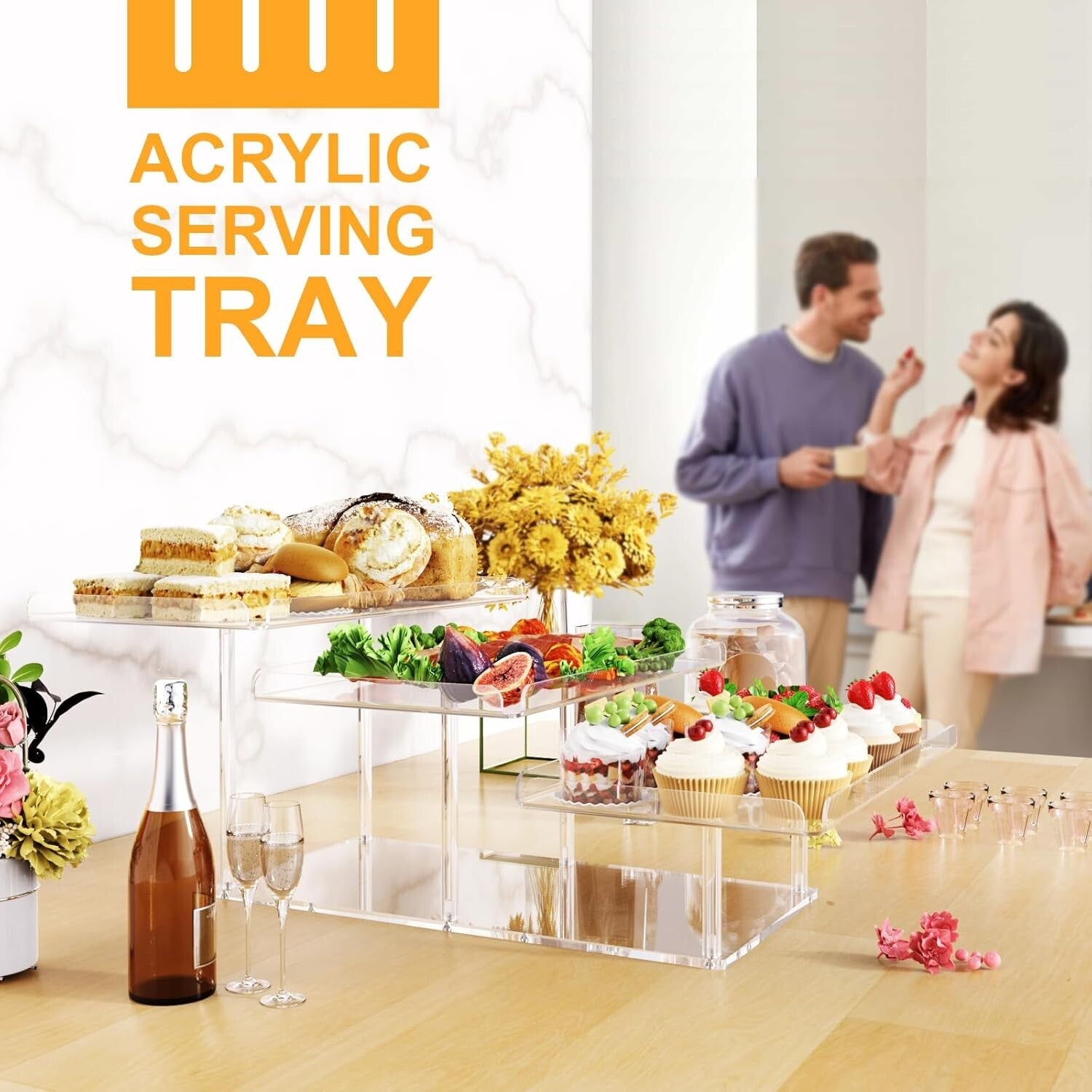 Sophisticated Tiered Dessert Display Stand - Polished Acrylic for Celebrations