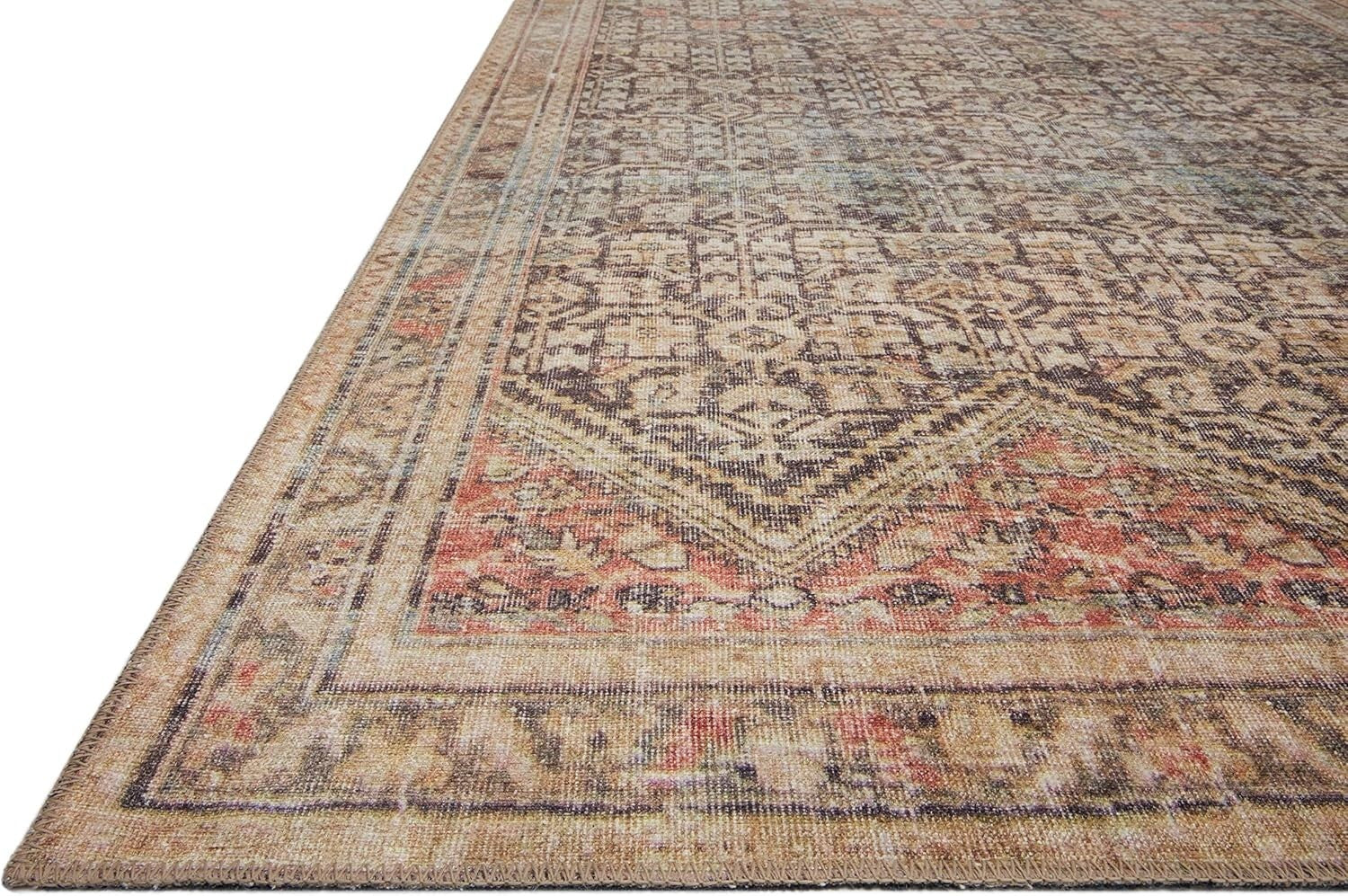 5' x 7'6" Low Profile Charcoal/Multi Area Rug - Stain Resistant for High Traffic