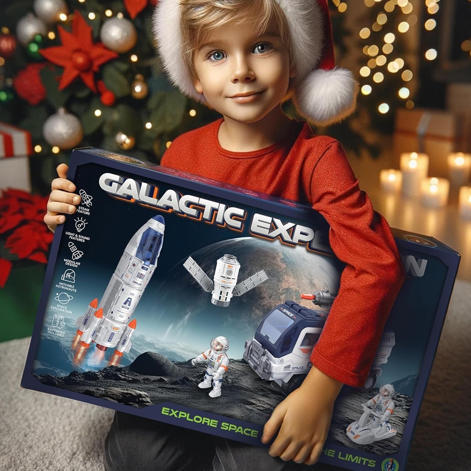 Durable Space Shuttle Toy for Kids - Rocket Playset with Lights & Sound Effects