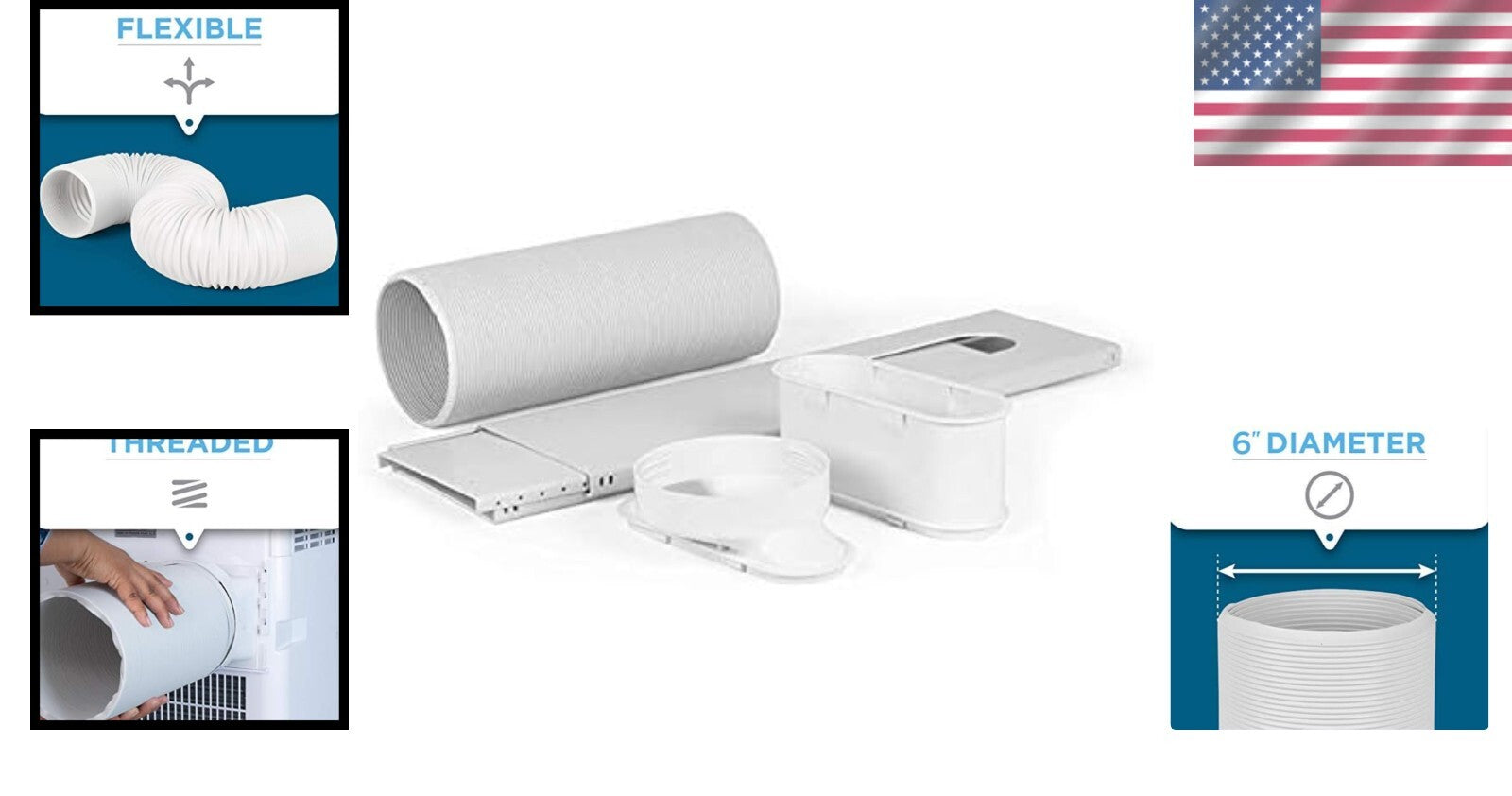 Effortless Setup Universal Window Kit for Portable ACs with 6" Exhaust Hose
