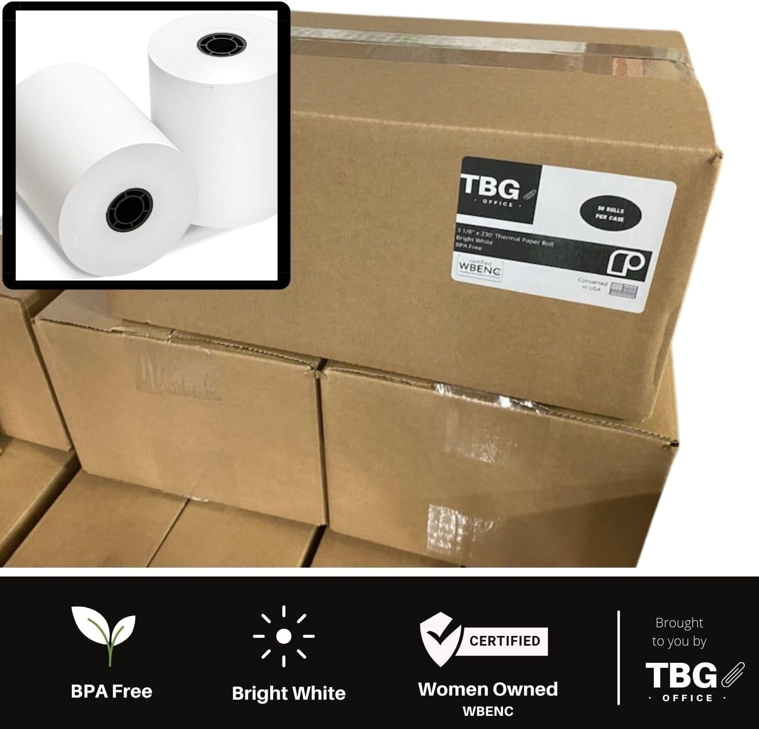 BPA-Free Thermal Receipt Paper Rolls for POS - 3 1/8” x 230’ – 30 Rolls