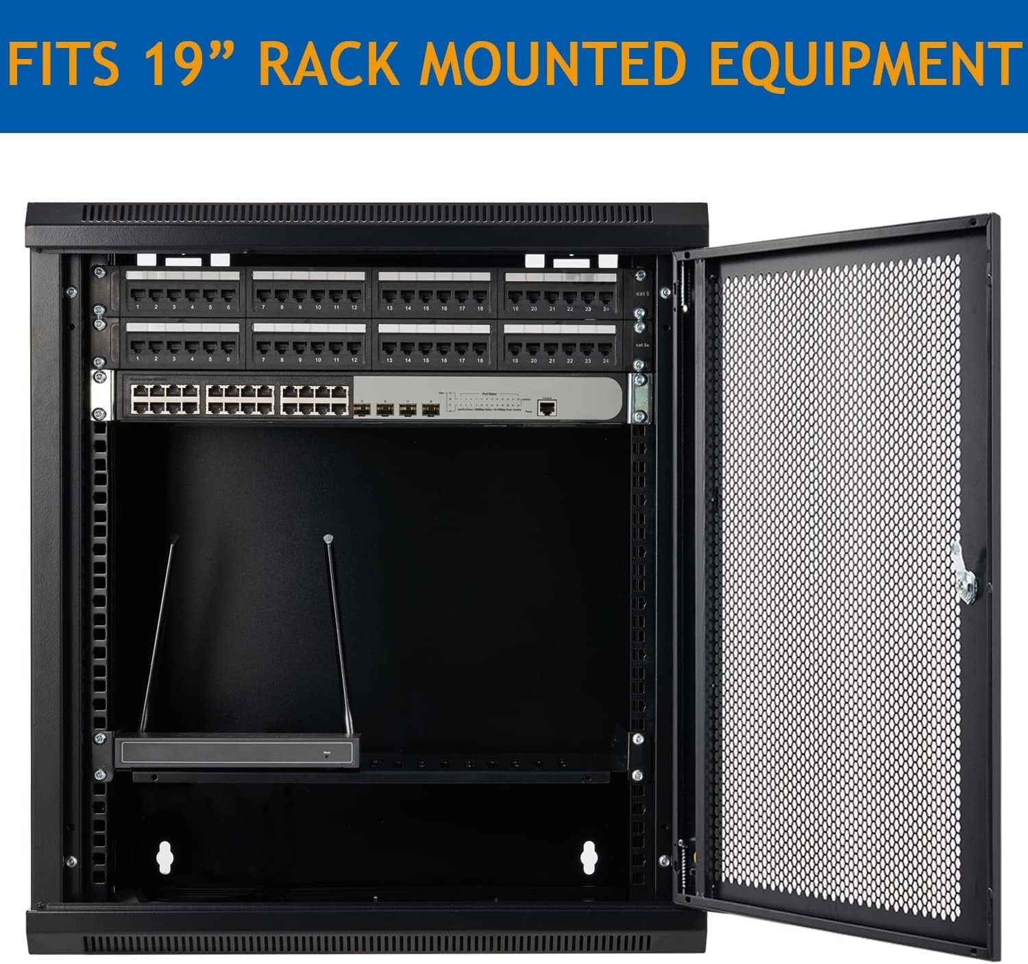 12U Wall Mount Server Cabinet with Locking Door for Secure Network Storage