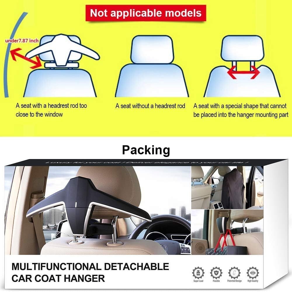 Effortless Coat & Suit Rack - Portable Car Headrest Hanger for Organized Travel