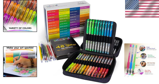 Artist-Approved 96 Gel Pens with 48 Glitter Refills for Colorful Creations