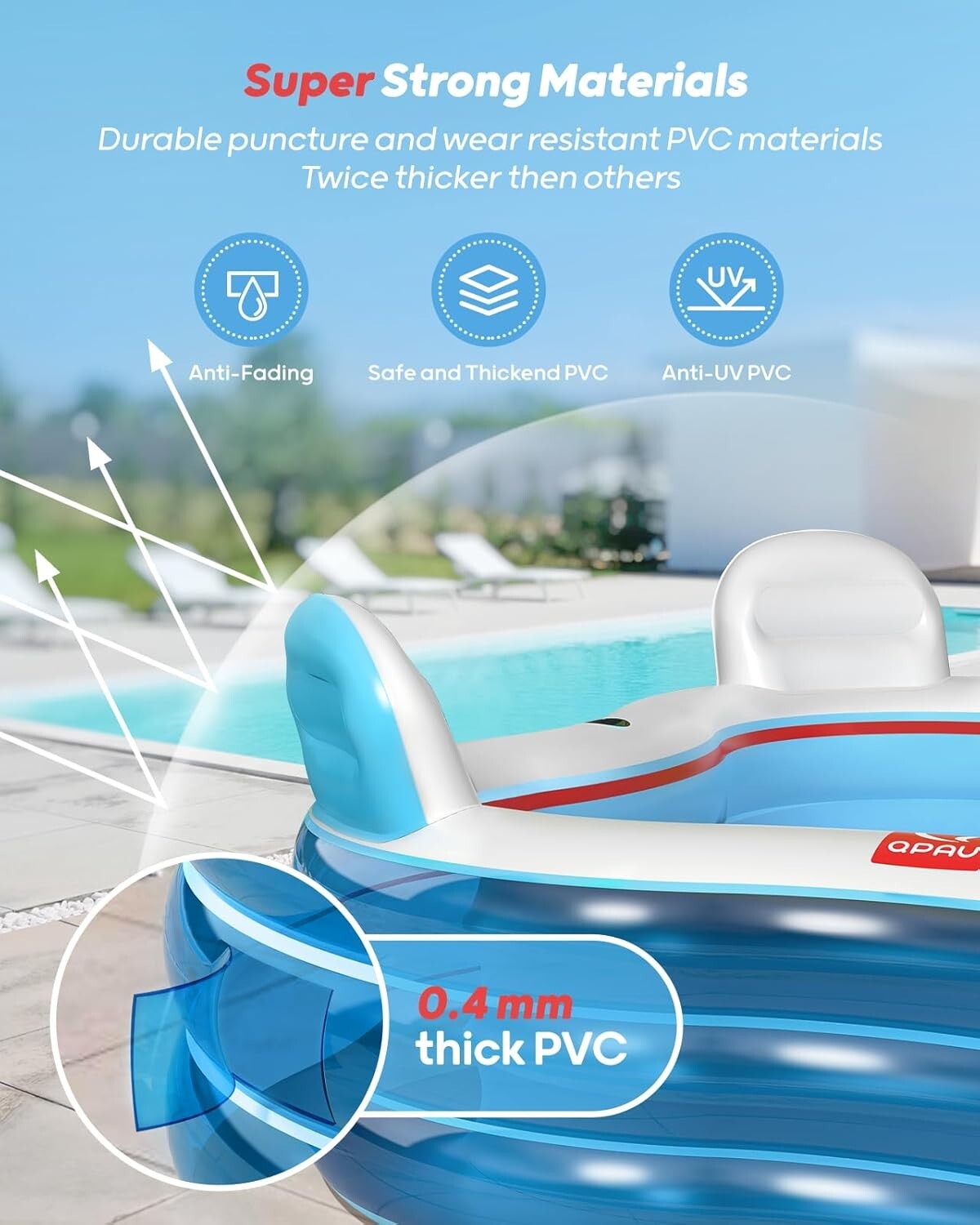 Fun Summer Inflatable Pool with Seats for Family - Easy Inflation & Storage