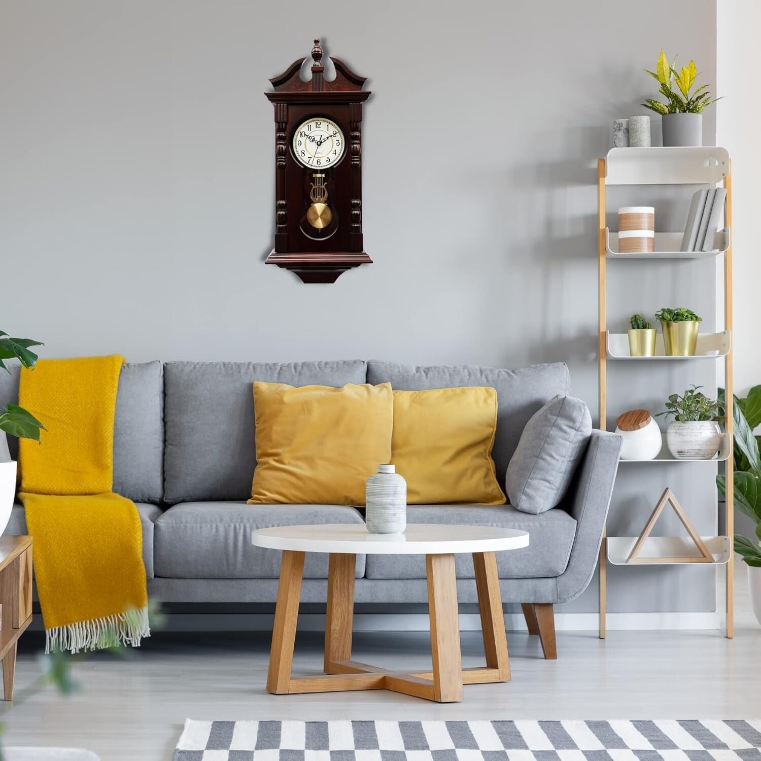 Beautiful Antique-Inspired Walnut Pendulum Clock - Battery Operated Elegance