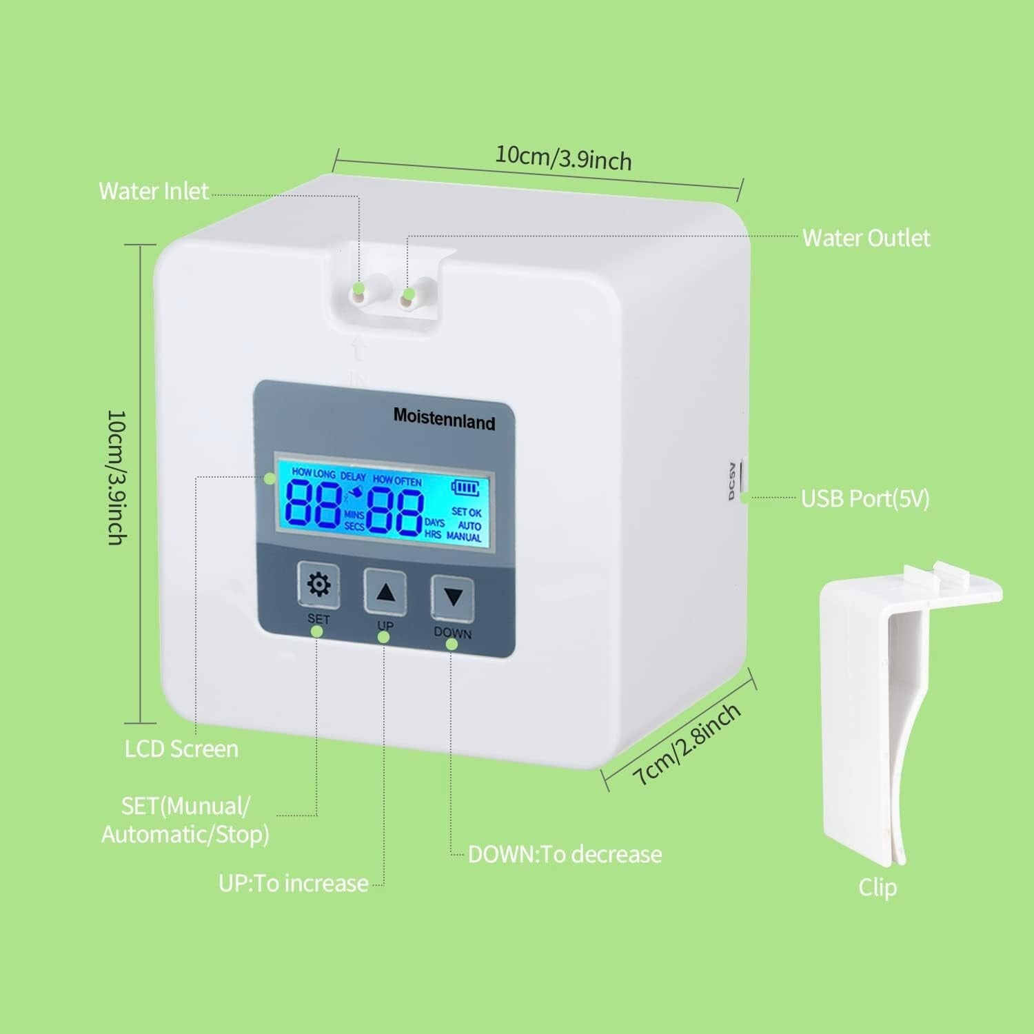 Compact USB and Battery-Powered Plant Watering System with Digital Timer