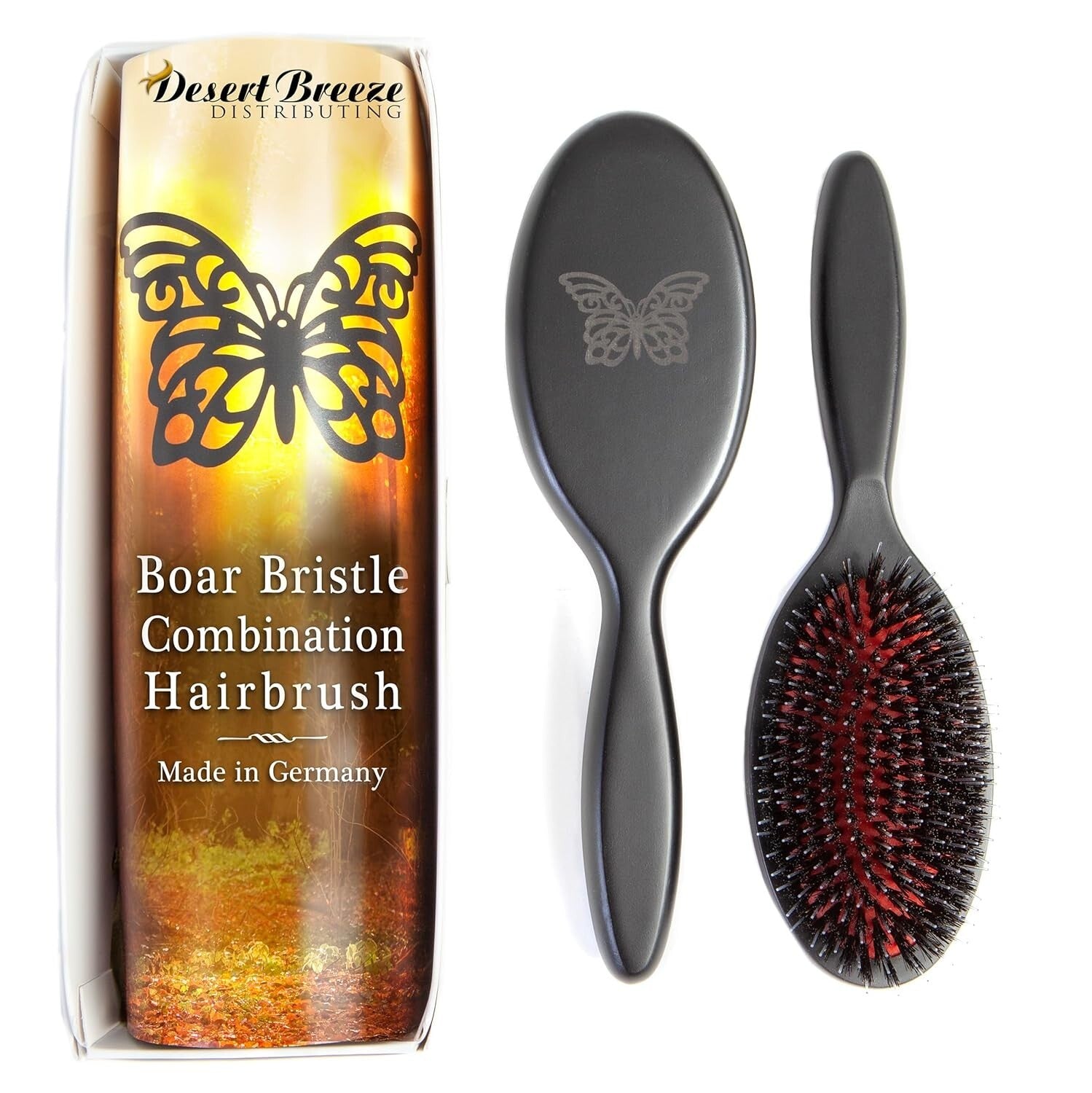 Handmade German Hair Brush: Oval with Wild Boar Bristles for Smooth, Shiny Hair