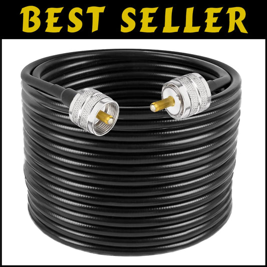 Flexible 50ft UHF Male to Male Coaxial Cable for CB Radio & Antenna Use