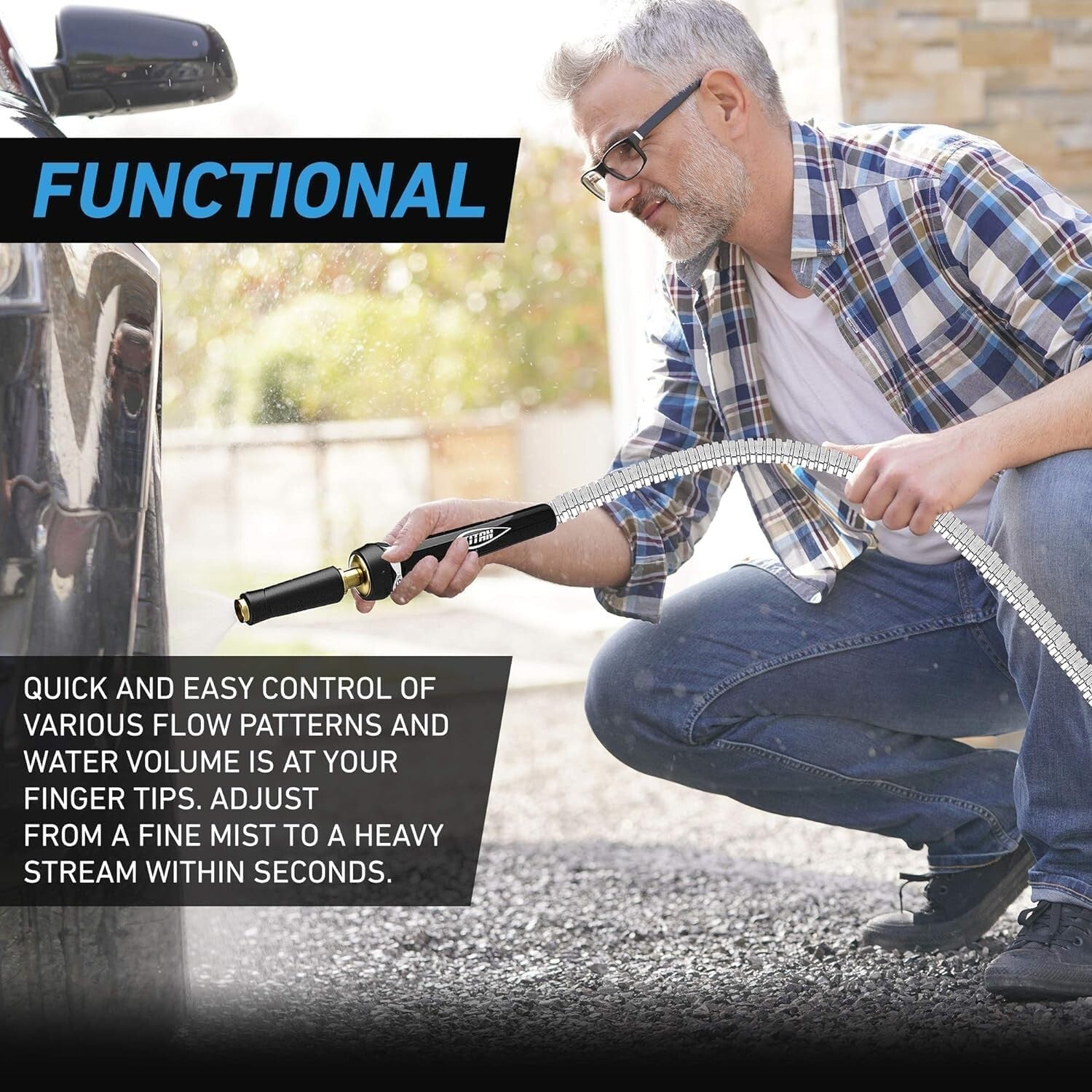 Durable 150FT Stainless Steel Garden Hose with Crush-Proof Fittings - 500 PSI