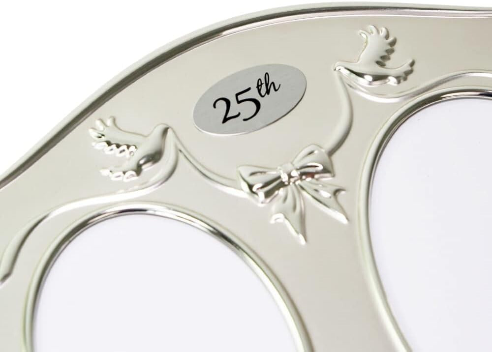 Interchangeable Mat Silver Plated Picture Frame for 25th Wedding Celebrations