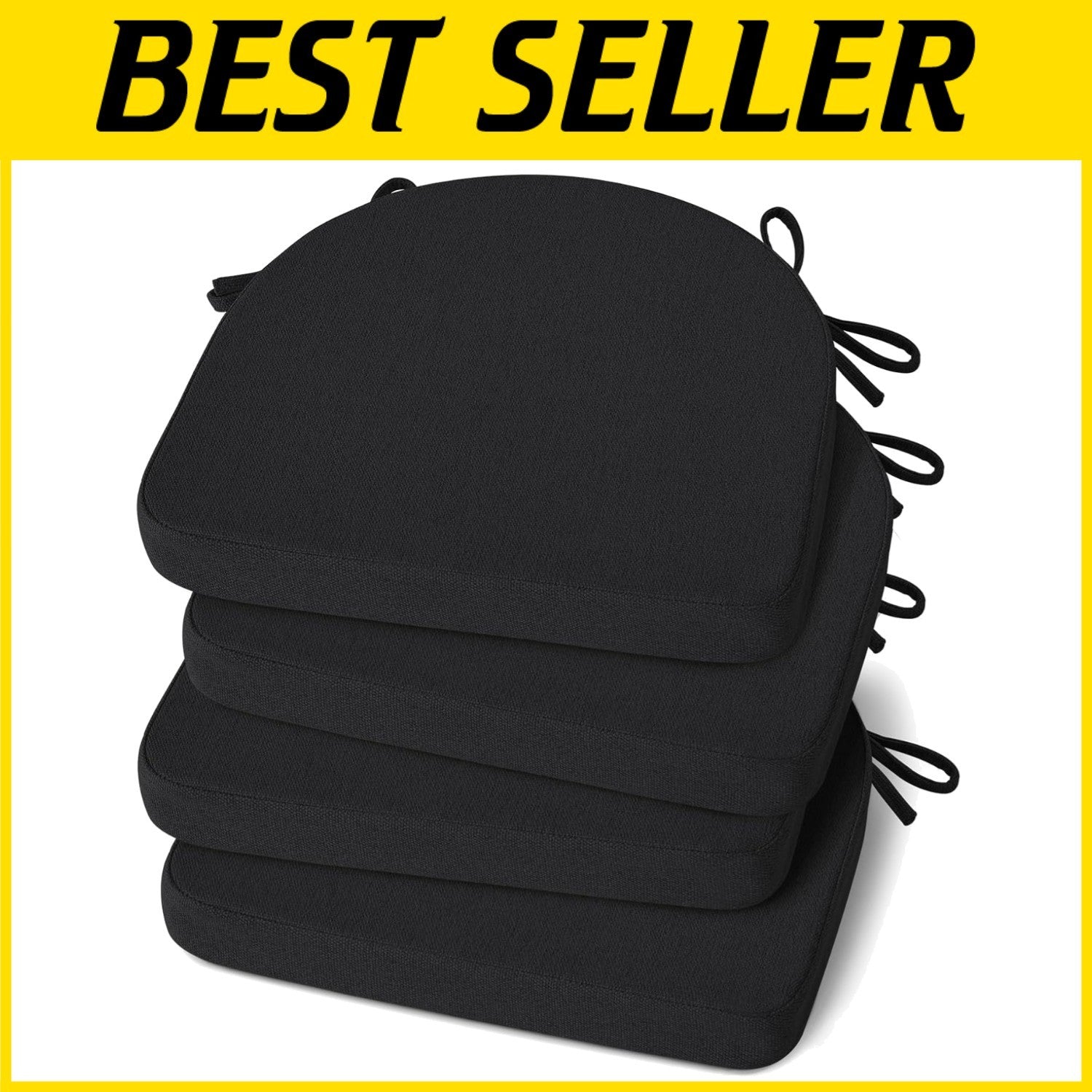 Comfortable D-Shaped Foam Chair Cushions Set of 4, Silicone Backing, 17x16.5in