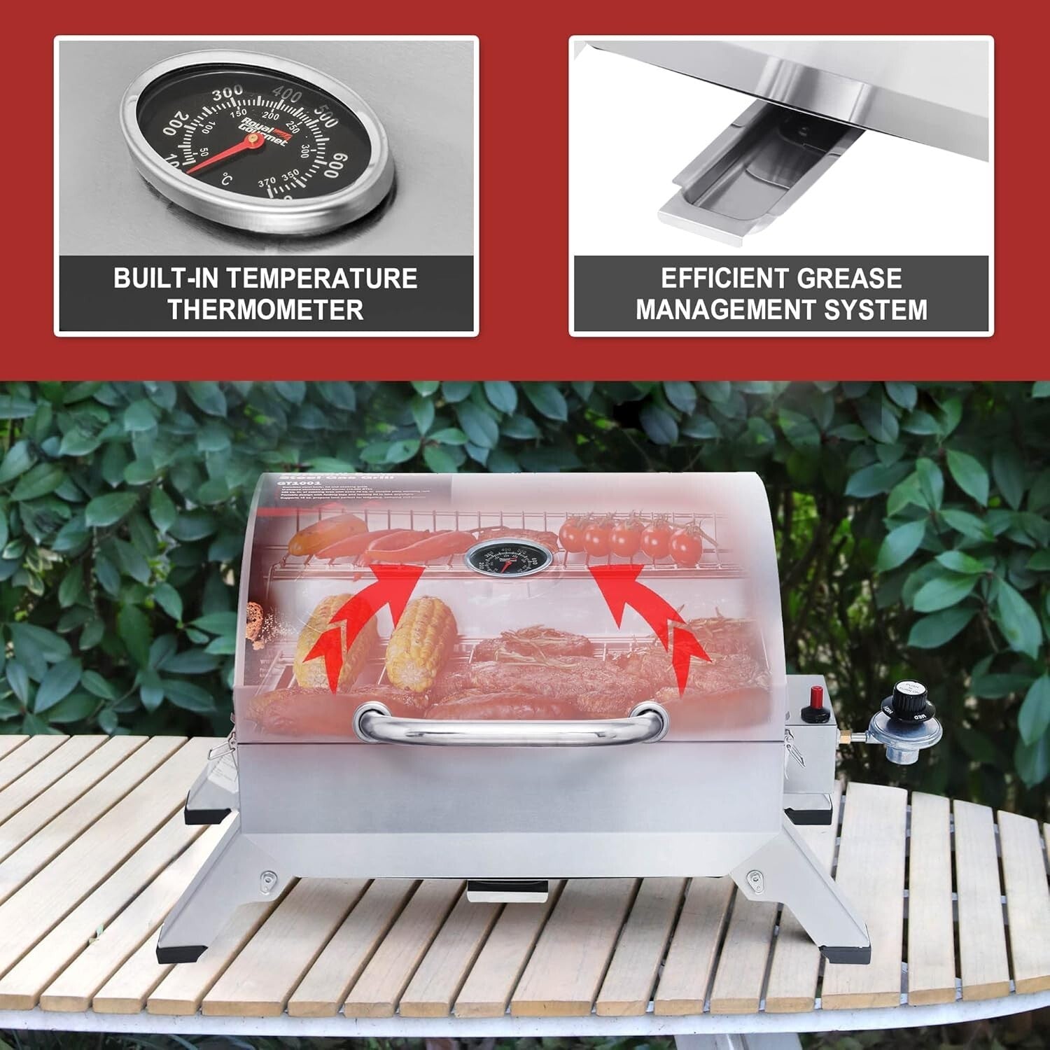 10000 BTU Stainless Steel Portable Grill - Ideal for Camping & Tailgating