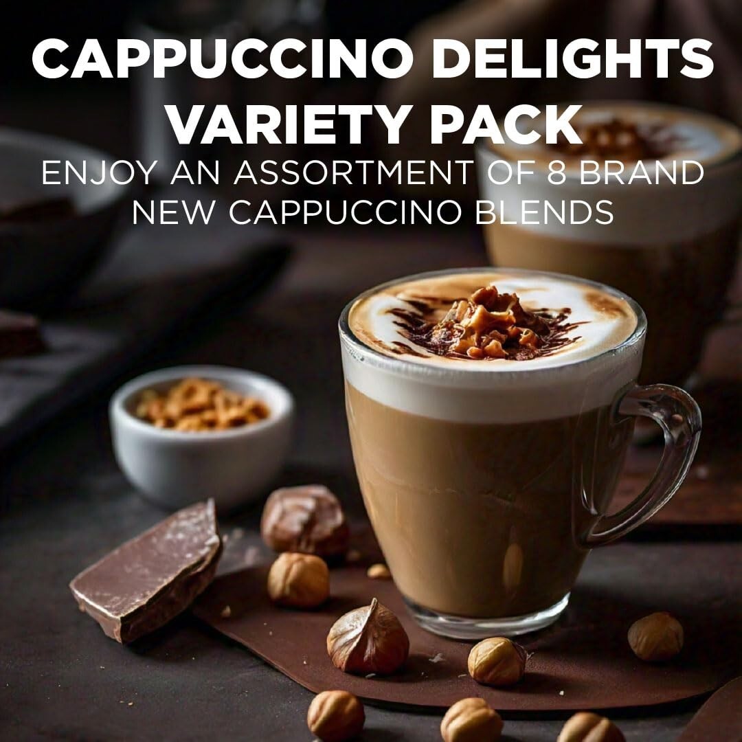 Delicious Cappuccino Coffee Pods Variety, 56 Pods – Rich Flavors & Easy Brewing