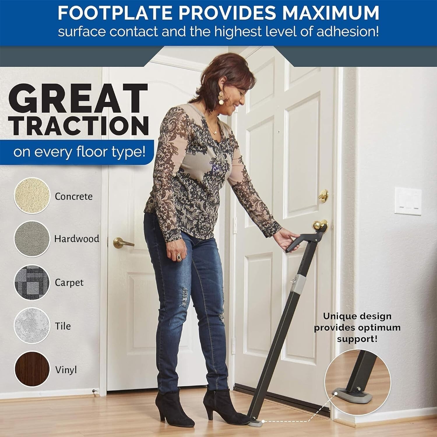 Multi-Surface Adjustable Door Security Bar - Protect Your Home Against Intruders